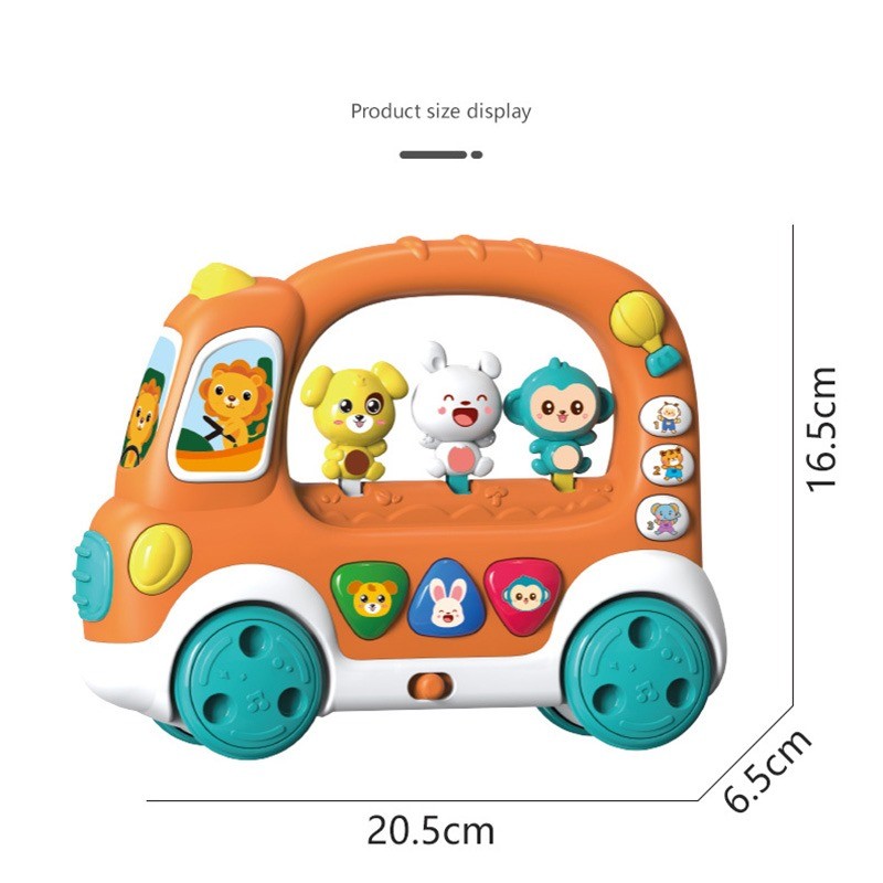 Jucarie Autobuzul cu Animale, Multifunctionala, Cu Melodii si Sunetele Animalelor, Plastic, 12 luni+ - 1 | YEO
