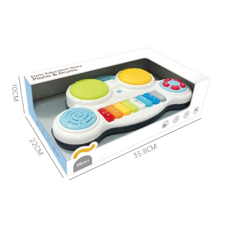 Jucarie Interactiva Pentru Copii 2 in 1 Tobe si Pian, Sunete si Lumini, Multicolora, Plastic, 19 luni+ - 3 | YEO