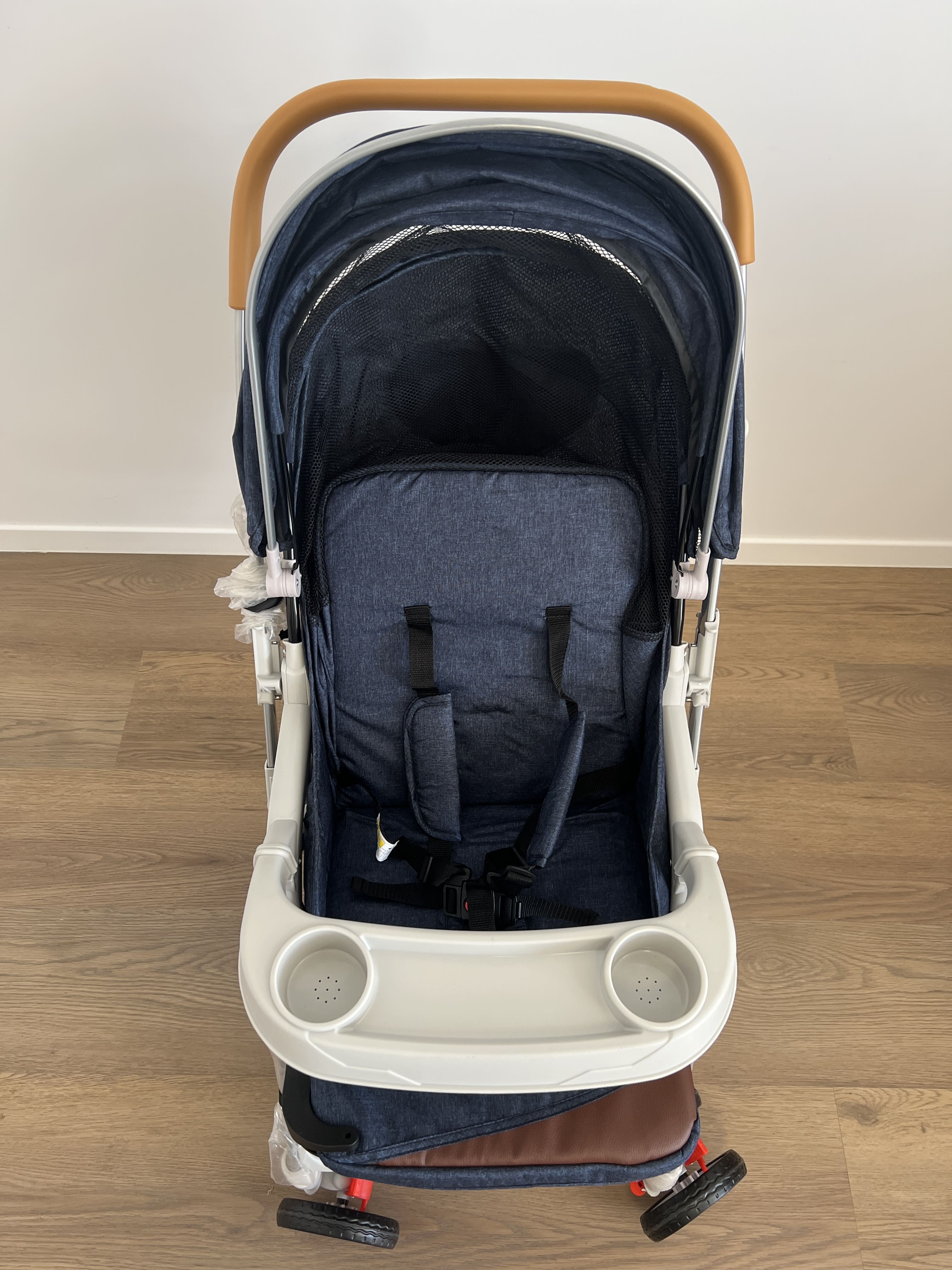 Carucior copii, sport, Cu tavita, 2 Suporturi pentru pahar, amortizoare, Z6 Albastru - 3 | YEO