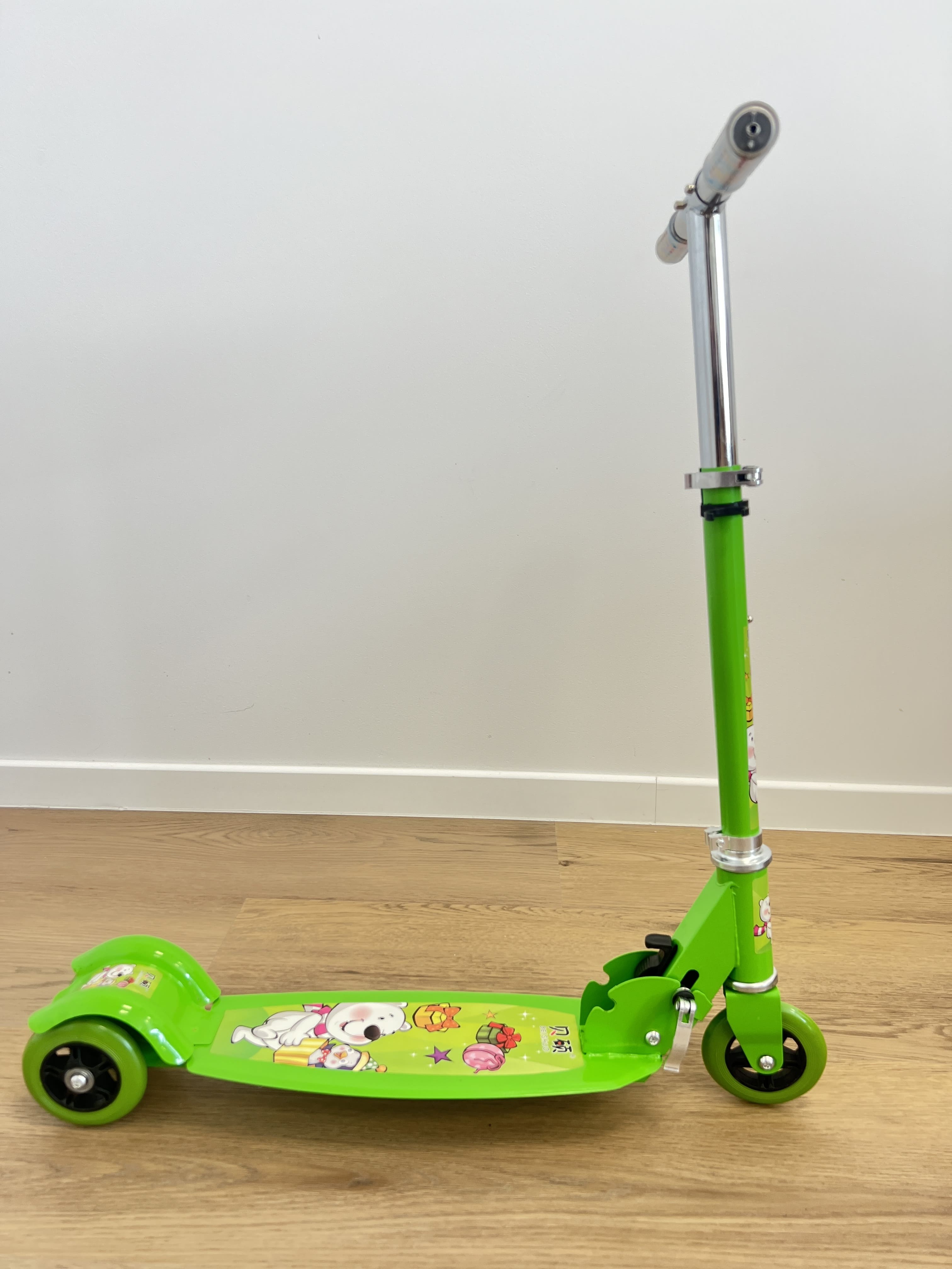 Trotineta Pliabila pentru Copii, Ghidon Reglabil, Metal, Verde, 2 ani+