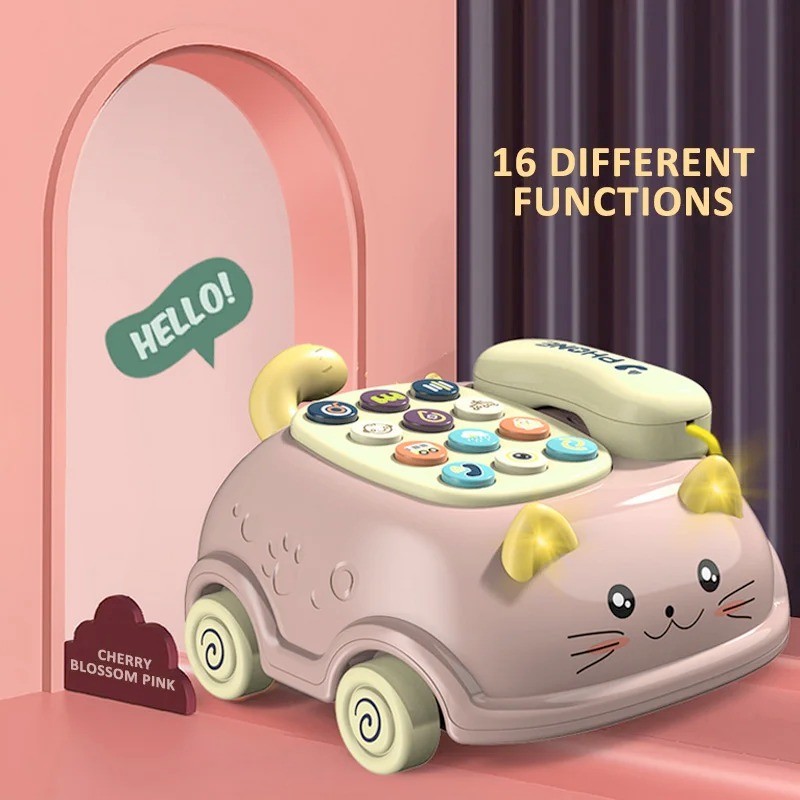 Jucarie Telefon Multifunctionala, cu Sunete, Plastic, Roz, 12 luni+