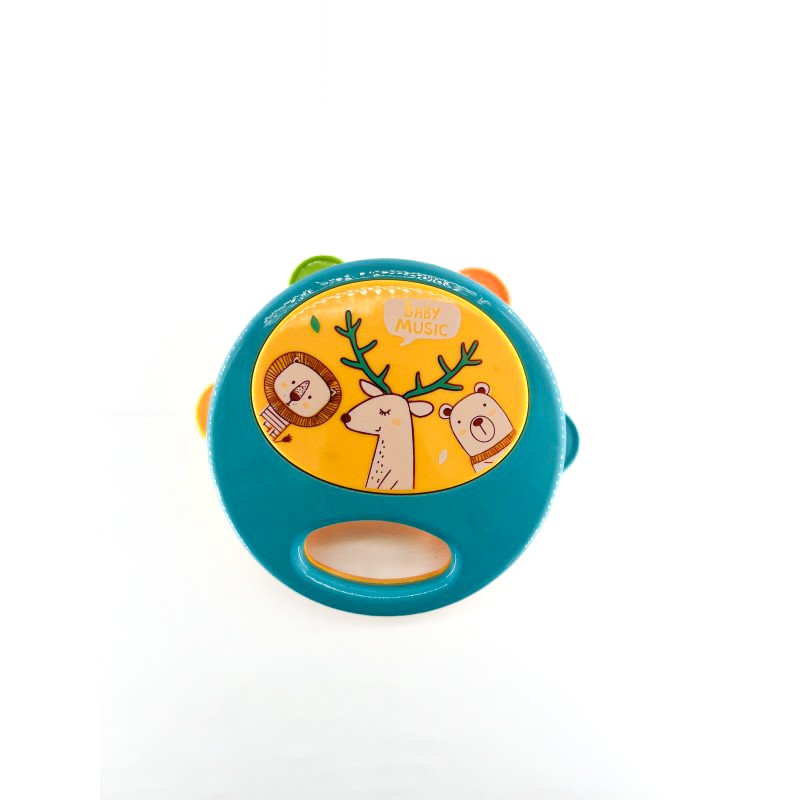 Jucarie Bebelusi Tamburina, Plastic, Turquoise, 14 cm, 3 luni+