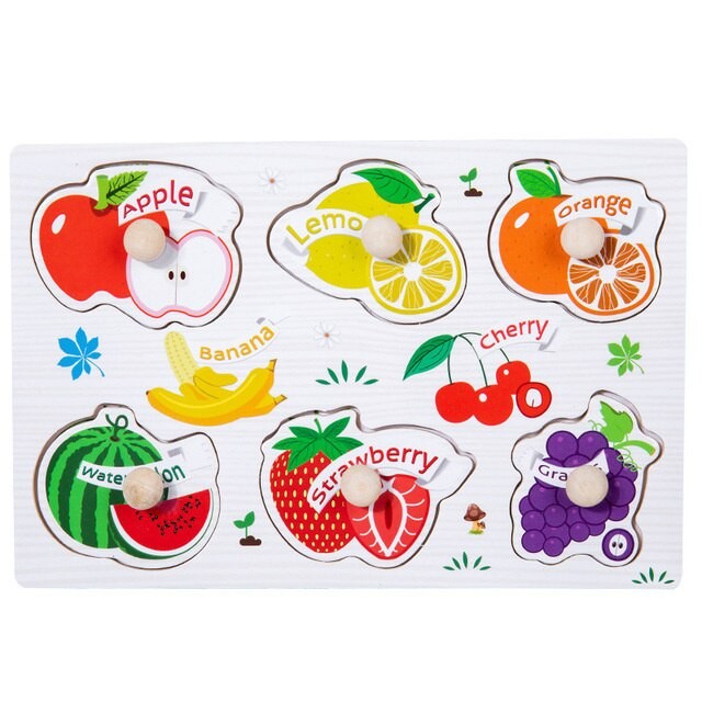 Puzzle Montessori din Lemn, Fructe , 6 Piese, Dimensiune 22.5x15cm