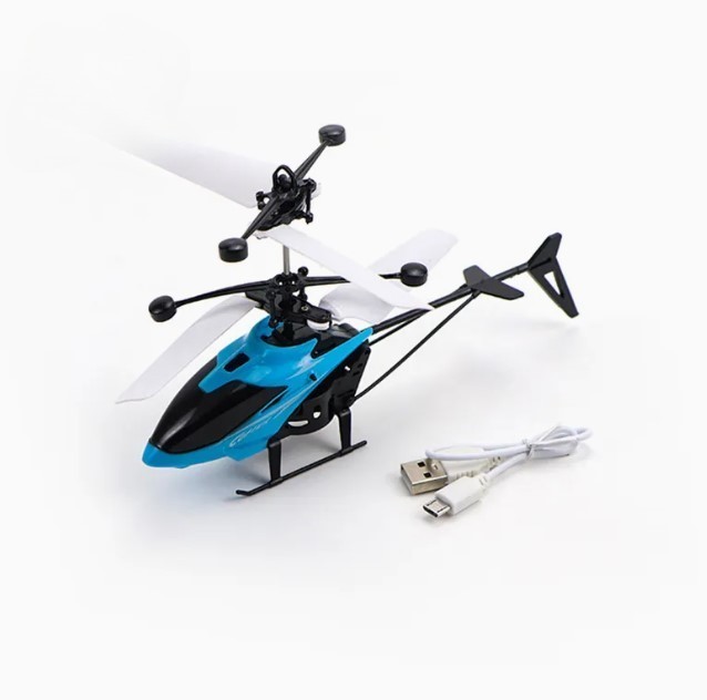 Jucarie Elicopter, Control Tactil, Sistem Gyroscopic, Lumini Led, Incarcare USB, Albastru, 14ani+