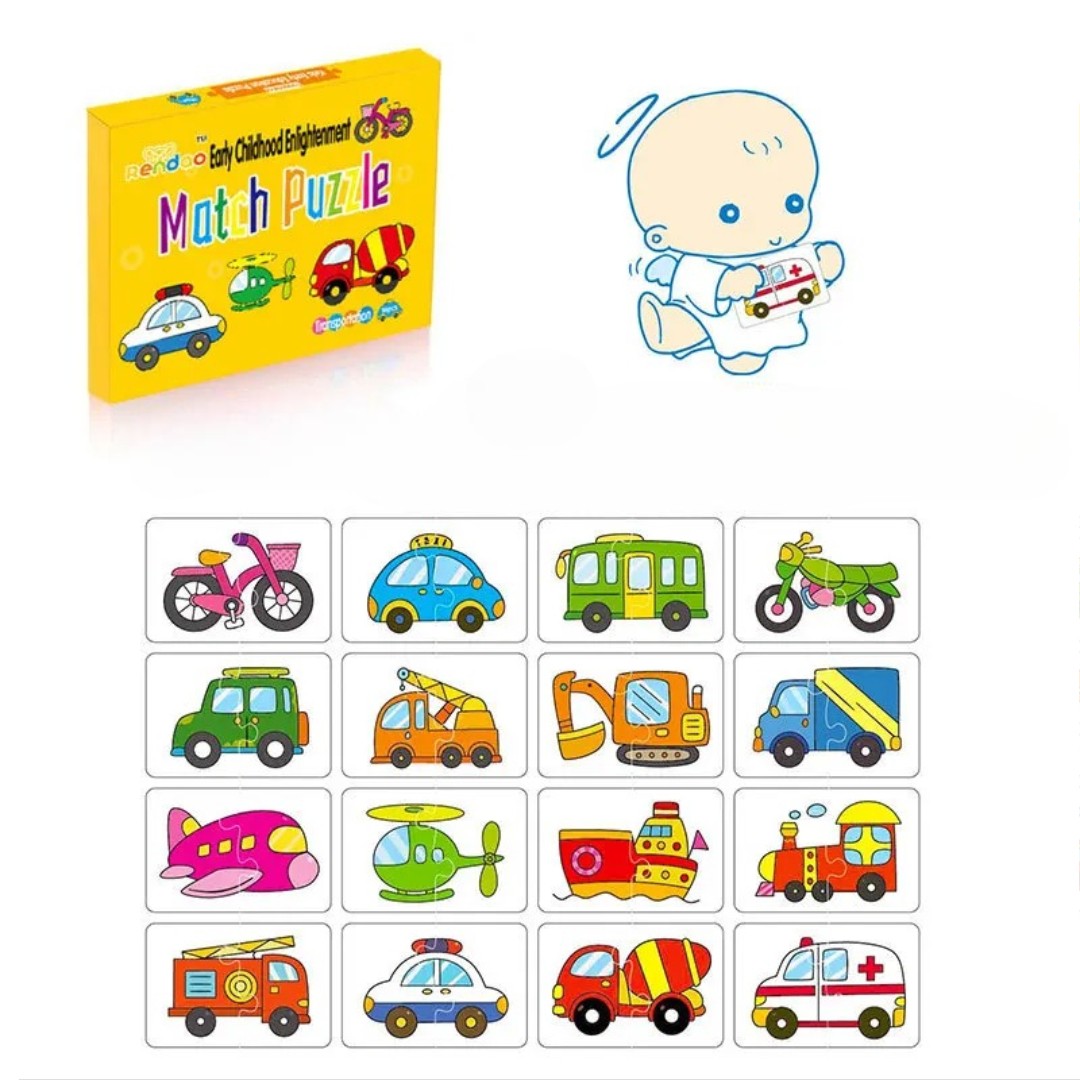 Puzzle din Carton, Model Vehicule, 32 piese, Varsta3+
