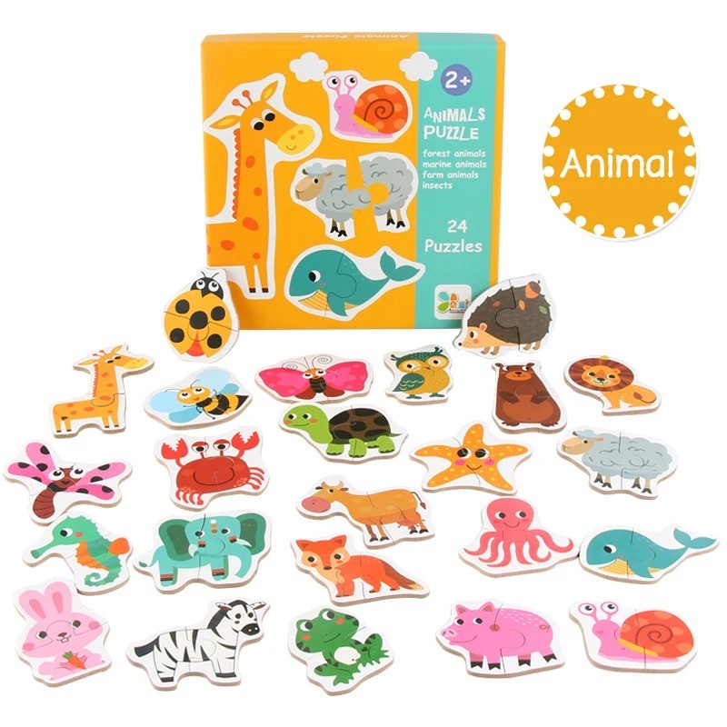Puzzle din carton, Model Animale, 48piese