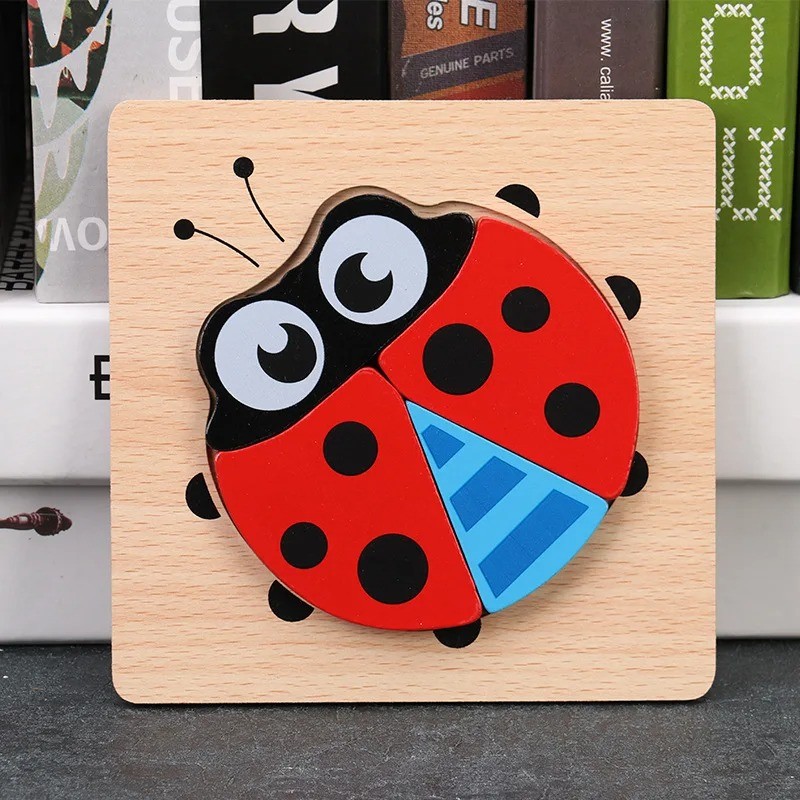 Puzzle din Lemn pentru Copii, Gargarita, 5 Piese, 15 cmx 15 cm, Multicolor