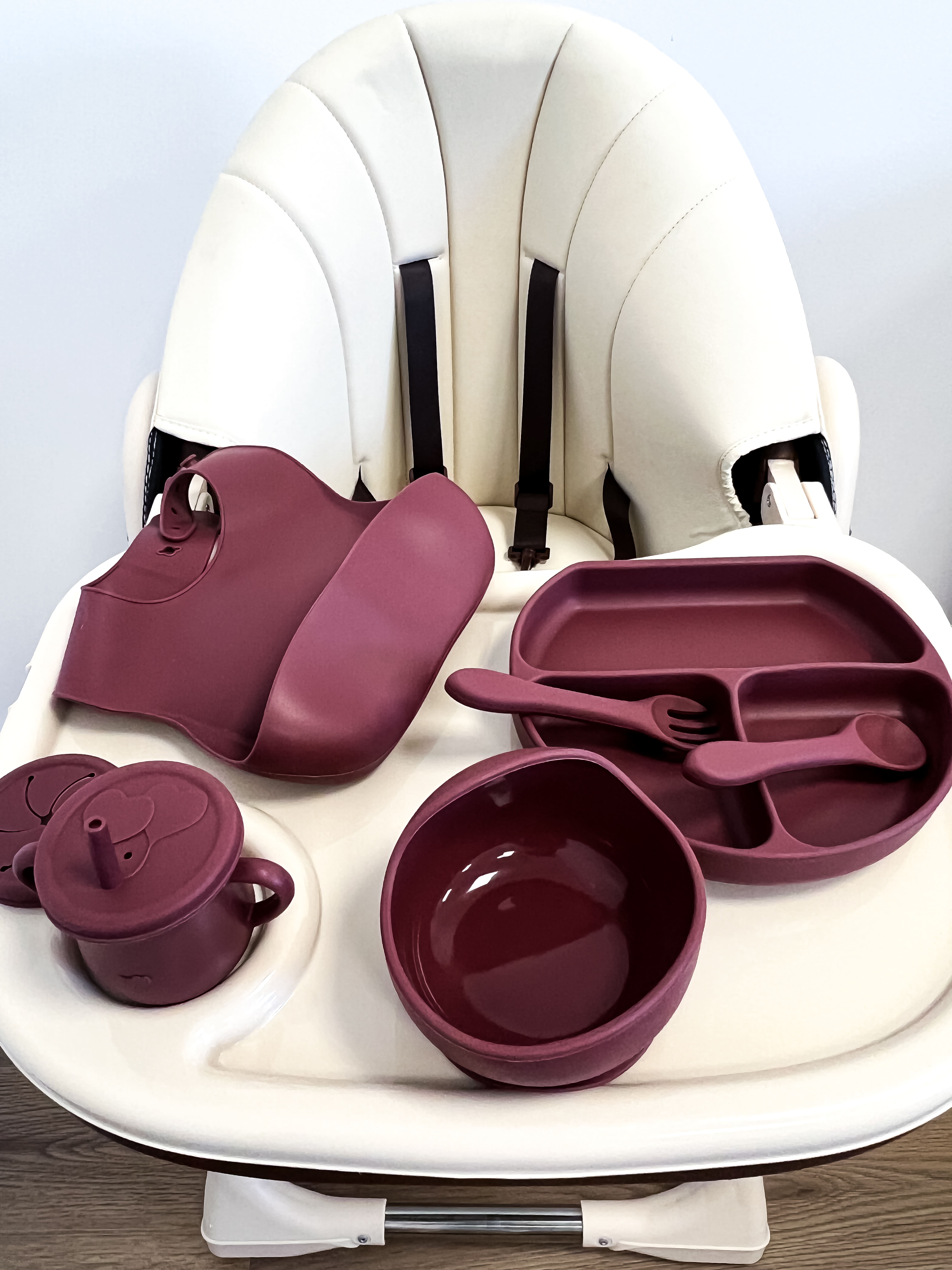 Set 8 Piese Diversificare, Silicon, Bej, Visiniu