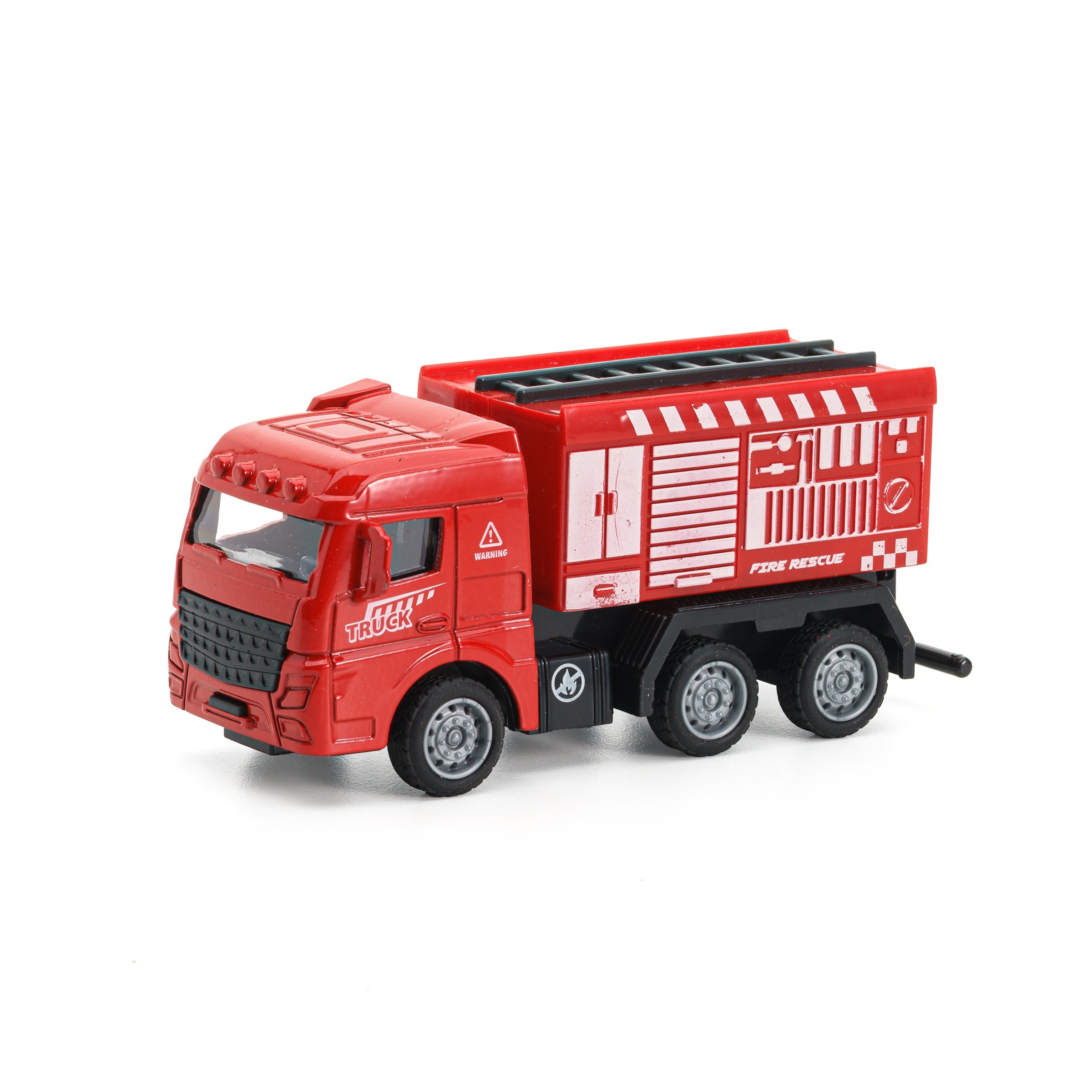 Jucarie Masinuta Pompieri, Plastic si Metal, 12 cm, Rosu, 3 ani+