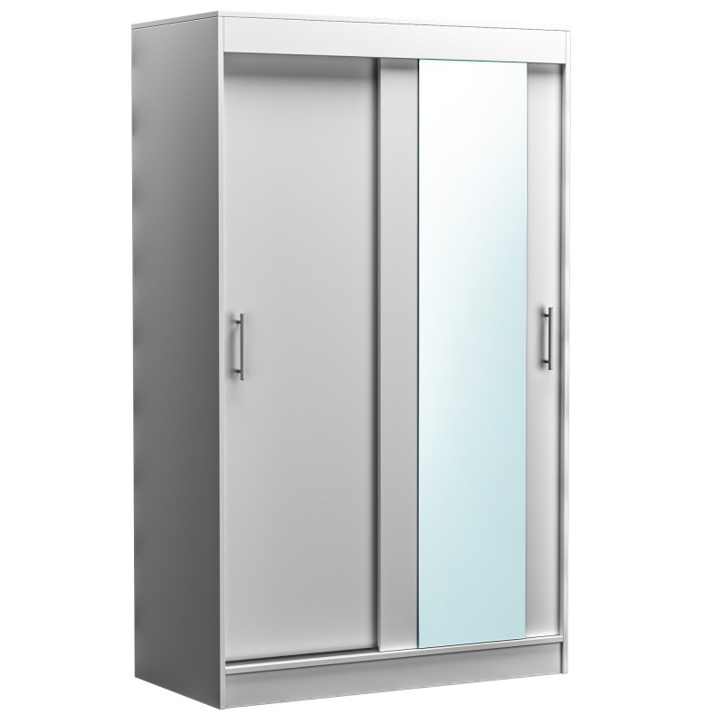Dressing Echo Alb 120 cm, 2 Usi Glisante cu Oglinda, Pal Melaminat 18 mm