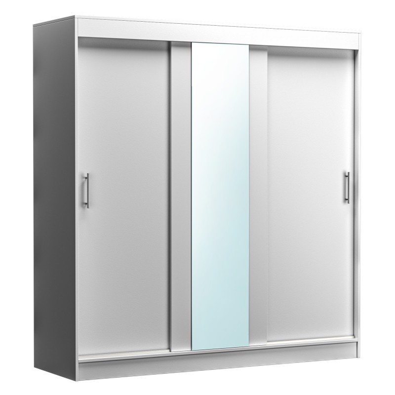 Dressing Echo Alb 190 cm, 3 Usi Glisante cu Oglinda, Pal Melaminat 18 mm