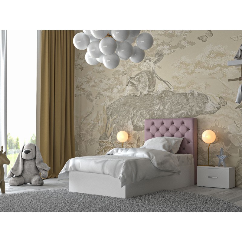 Pat Eden Tapitat Pentru Copii, Roz, 90x200 cm, Pal melaminat 18 mm